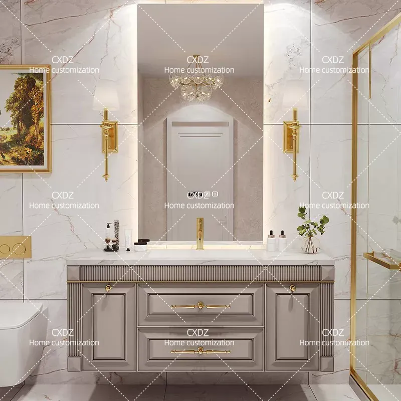 American Oak Rock Slab Seamles - Home Bathroom Vanity Combo recension och pris